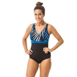 Badeanzug Aquagym Mia Tree Cup-Größe D/E Damen Schwarz/blau