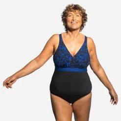 Badeanzug Aquagym Mia Tree Cup-Größe D/E Damen Schwarz/blau -Sportbekleidung Verkauf badeanzug mia leo aquagym damen cup grose de schwarzblau