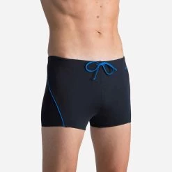 Badehose Boxer 100 Plus Herren Schwarz/blau
