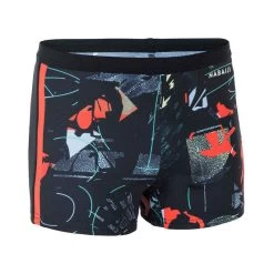 Badehose Boxer Jungen - Yokob Dunkelblau/neonrot -Sportbekleidung Verkauf badehose boxer jungen yokob spor schwarzorange