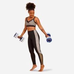 Damen Aquagym Leggings - Schwarz/khaki Bedruckt