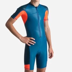 Schwimmanzug Shorty Thermo - 100 Kloupi Jungen Blau/rot