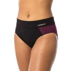 Sportbikini-Hose Slip Luna Aquagym Aqua-Cycling Damen Schwarz/bordeaux
